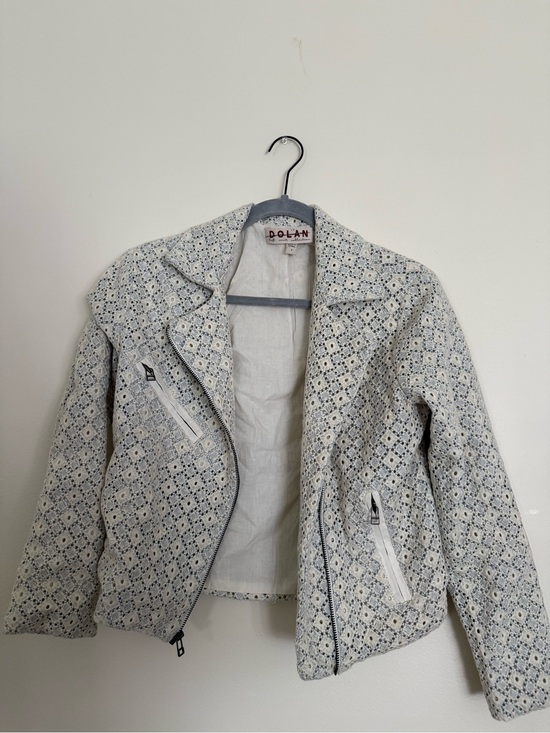 dolan Jackets & Blazers - Anthropologie Dolan Jacketd Blue and White Eyelet Small